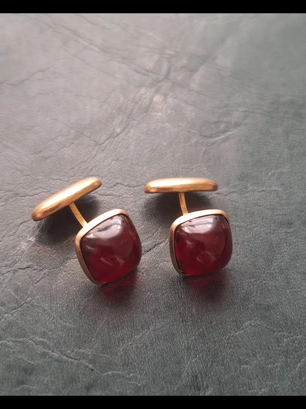 Vintage Red and Gold Men's Cuff Links Cufflinks